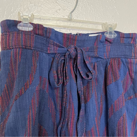 Cidra Anthro Ikat Ethnic Blue Short Flared Mini Skirt Waist Tie Womens Size 14 - Picture 3 of 11